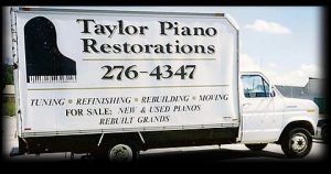 Picture of Taylor Piano Restorations company truck.